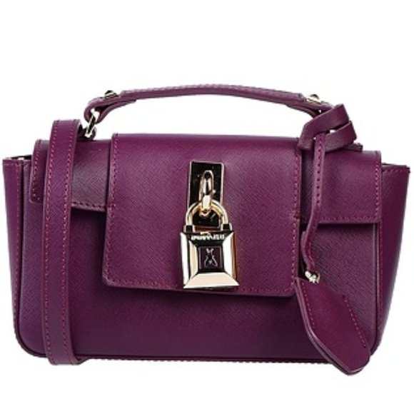 PATRIZIA PEPE Top Handle Mini Purple Leather Shoulder Bag - Picture 1 of 15